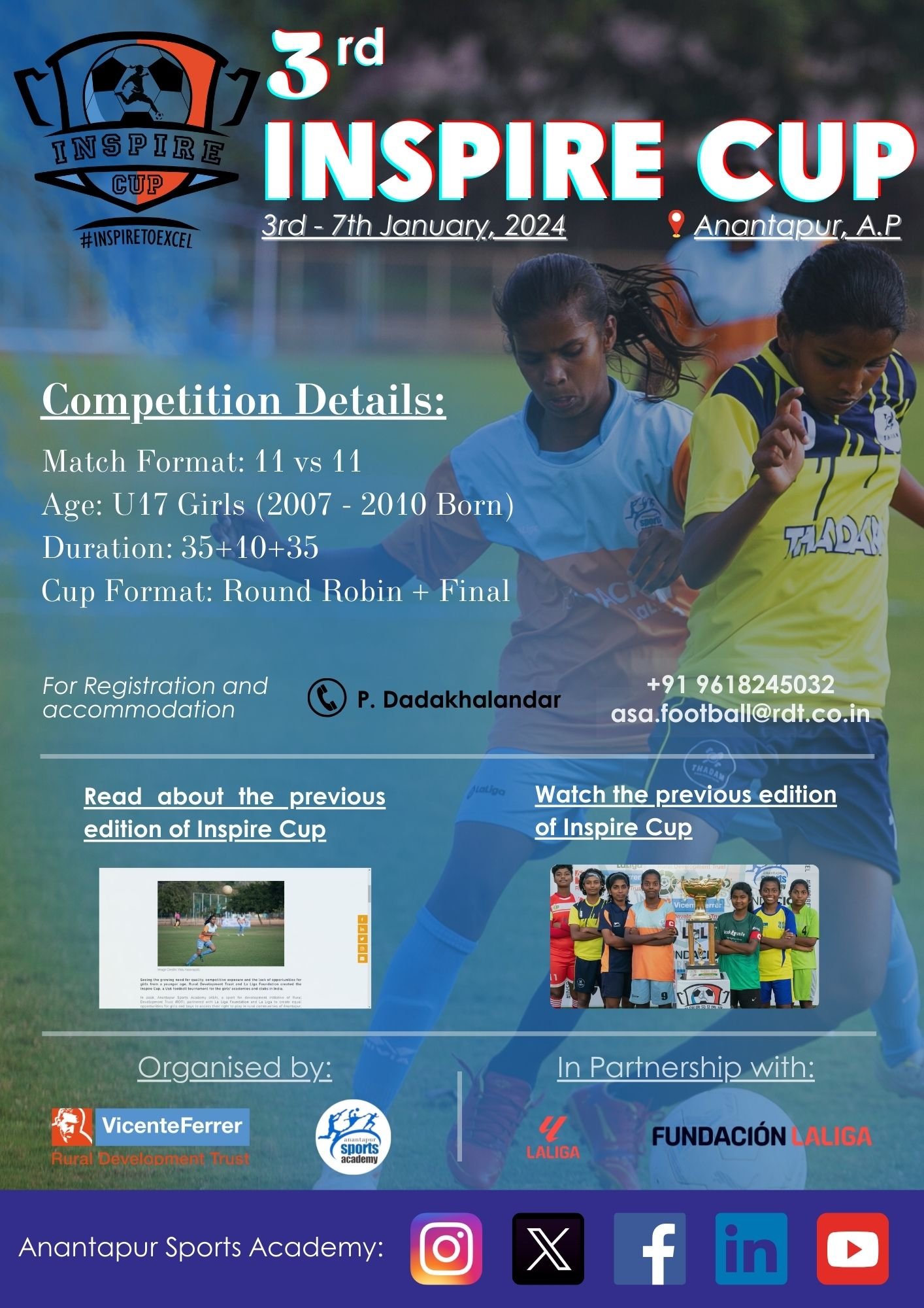 INSPIRE cup – ASA – La Liga Foundation Initiative to create quality competitive opportunity for Girls